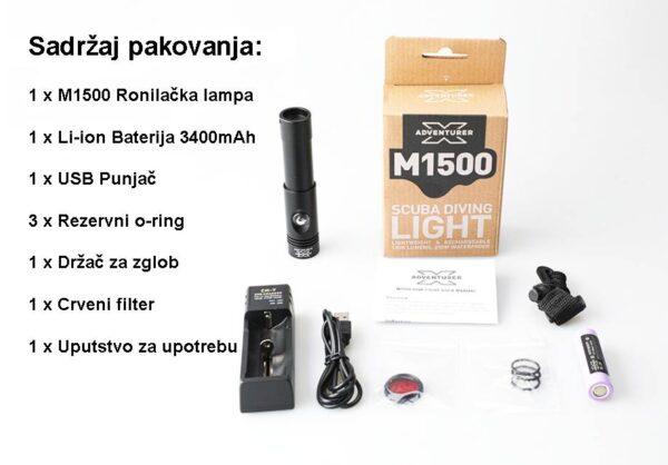 sadrzaj Ronilačka Lampa X-Adventurer M1500